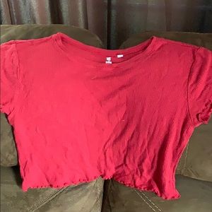 red thermal/waffle lettuce edge top